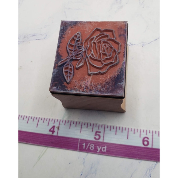 Romantic Single Rose Stem Wood Mounted Rubber Stamp - Picture 7 of 7